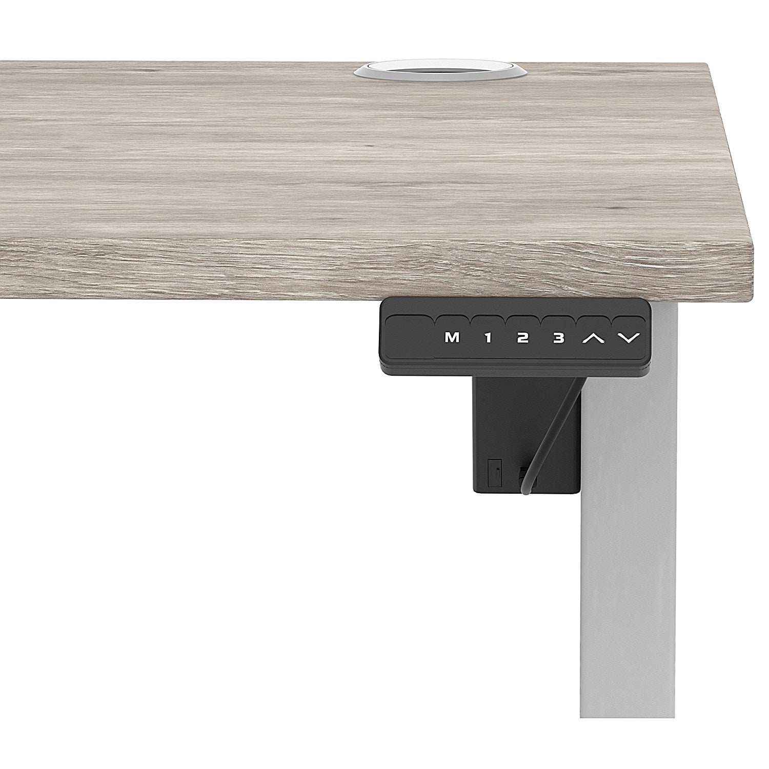 Air Lite 1000mm Height Adjustable Office Desk, Silver Leg, Grey Oak Easy2Order : HA03924