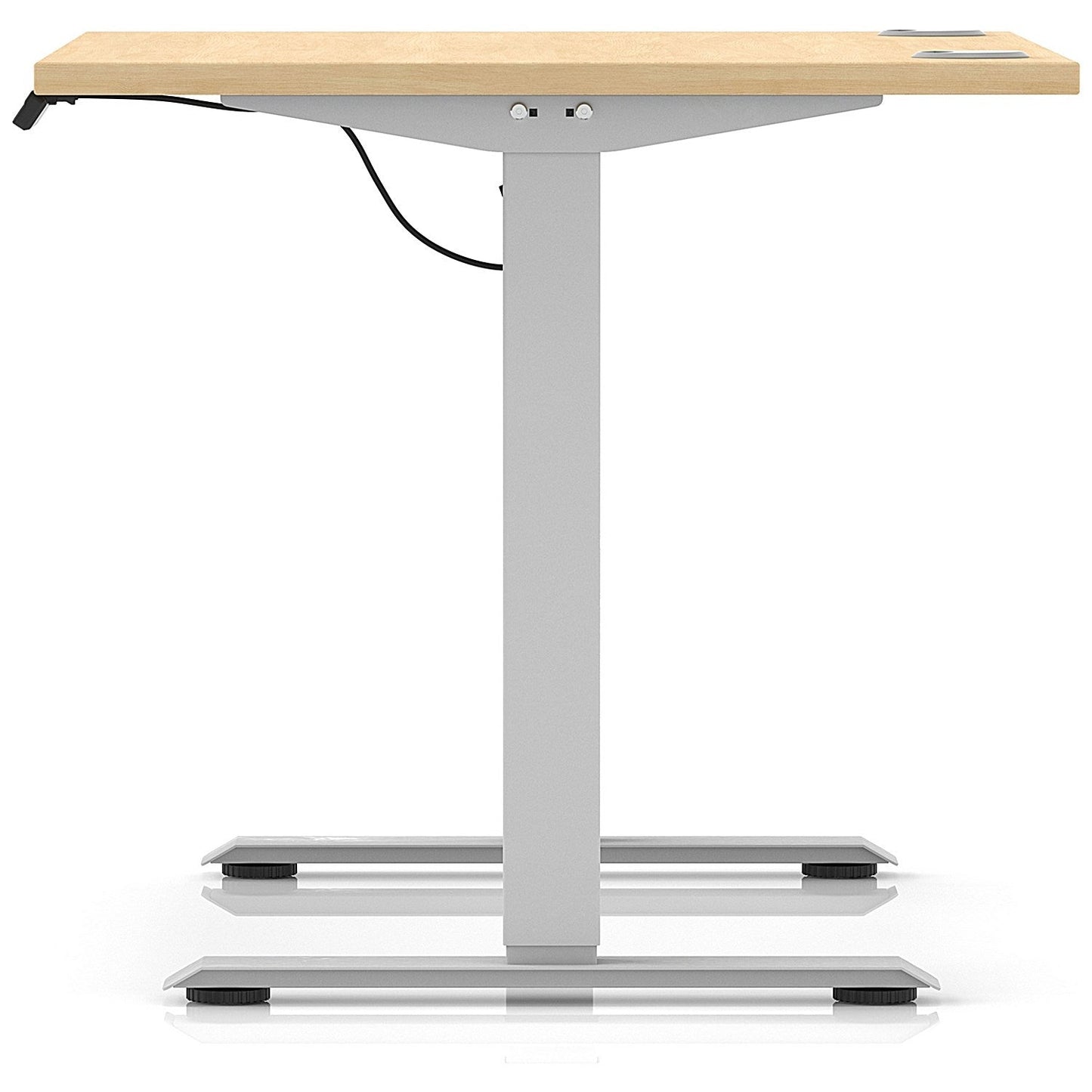 Air Lite 1000mm Height Adjustable Office Desk, Silver Leg, Maple