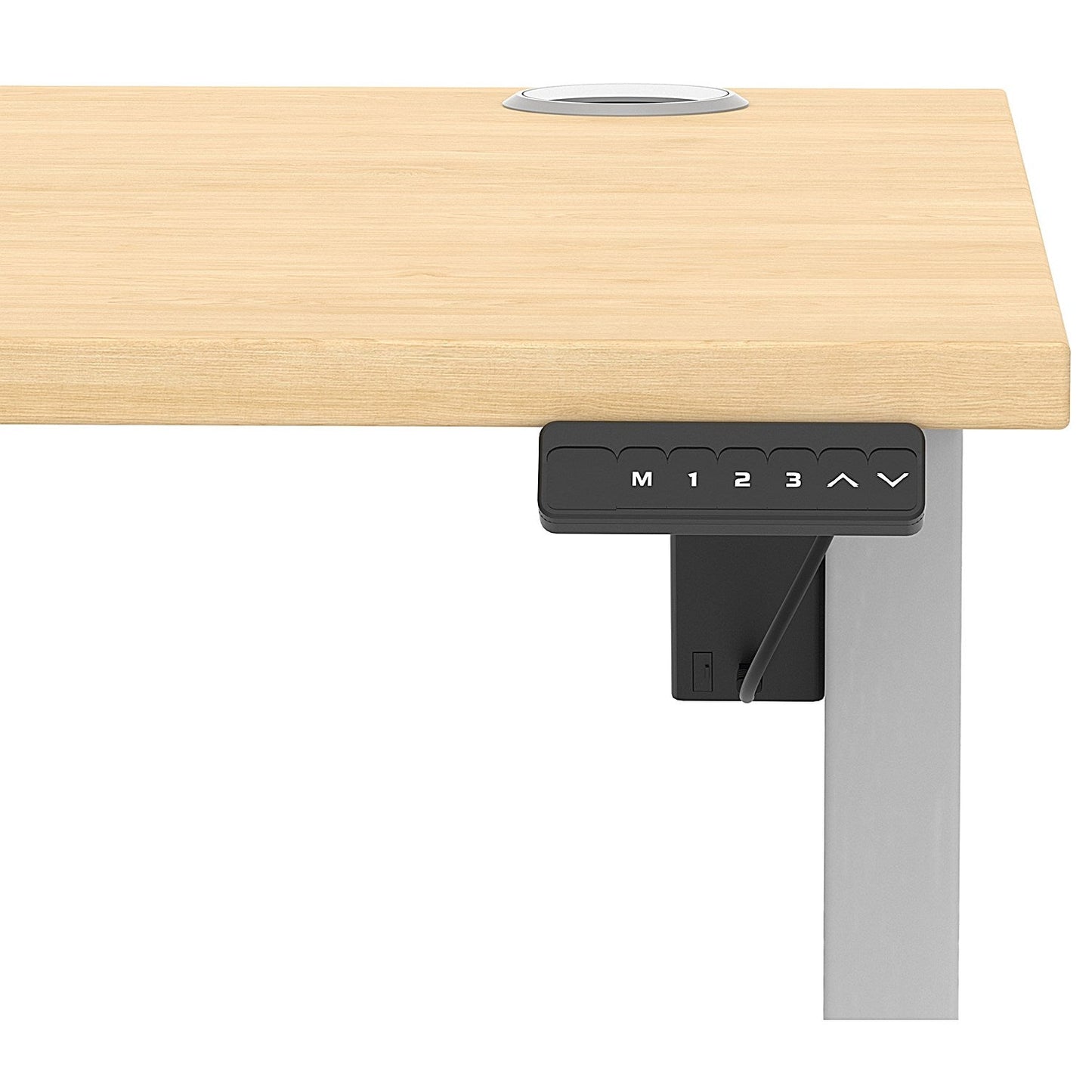 Air Lite 1000mm Height Adjustable Office Desk, Silver Leg, Maple