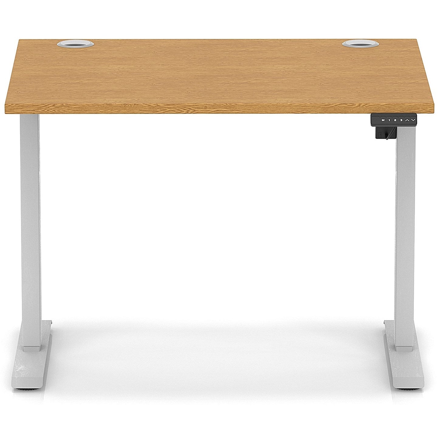 Air Lite 1000mm Height Adjustable Office Desk, Silver Leg, Oak