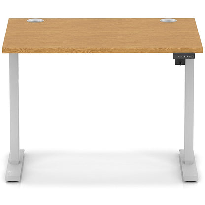 Air Lite 1000mm Height Adjustable Office Desk, Silver Leg, Oak