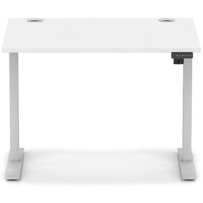 Air Lite 1000mm Height Adjustable Office Desk, Silver Leg, White