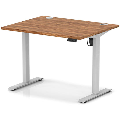 Air Lite 1000mm Height Adjustable Office Desk, Silver Leg, Walnut