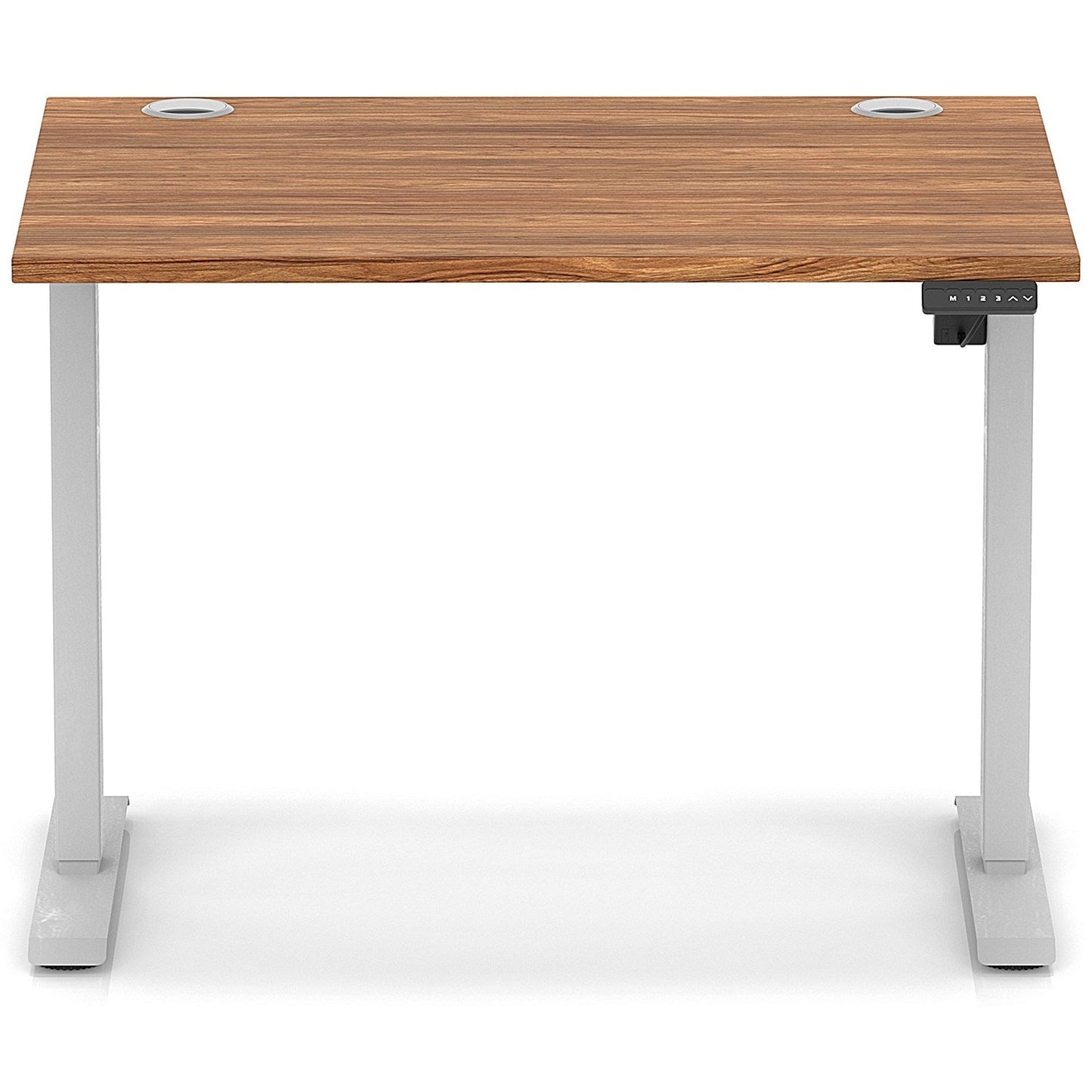 Air Lite 1000mm Height Adjustable Office Desk, Silver Leg, Walnut
