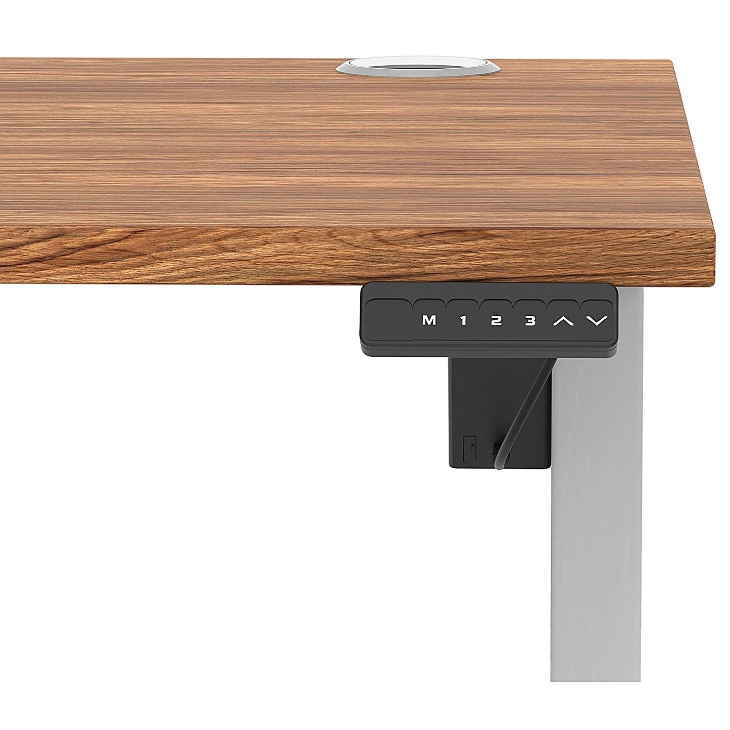 Air Lite 1000mm Height Adjustable Office Desk, Silver Leg, Walnut