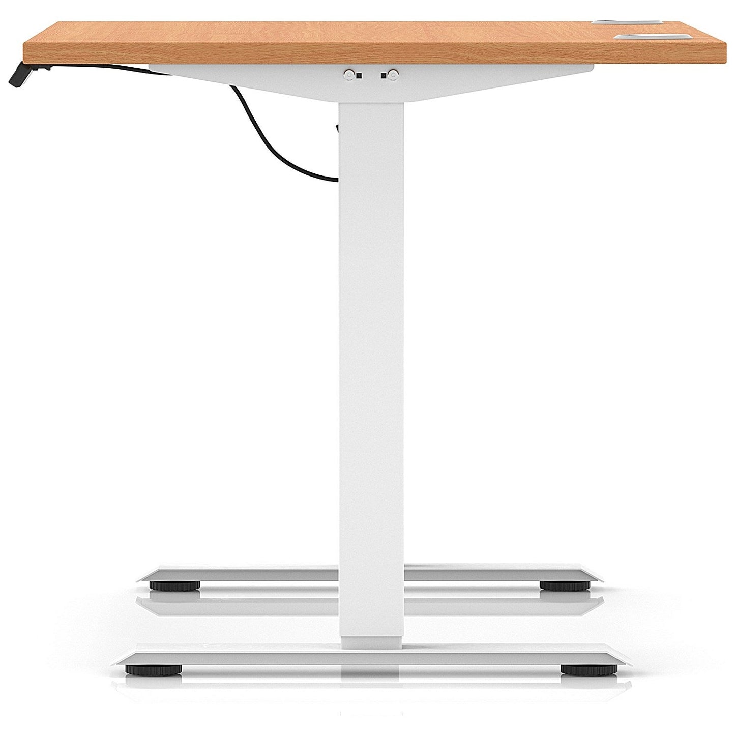 Air Lite 1000mm Height Adjustable Office Desk, White Leg, Beech