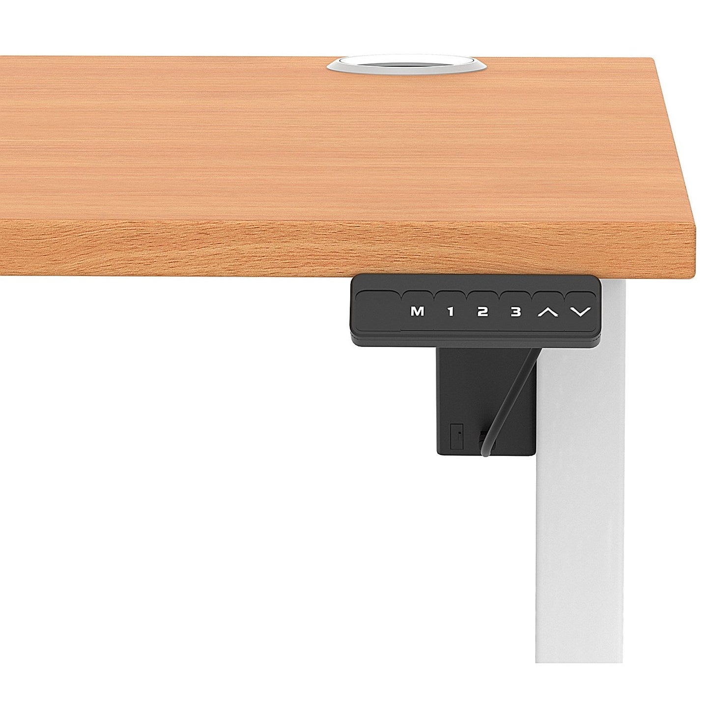 Air Lite 1000mm Height Adjustable Office Desk, White Leg, Beech