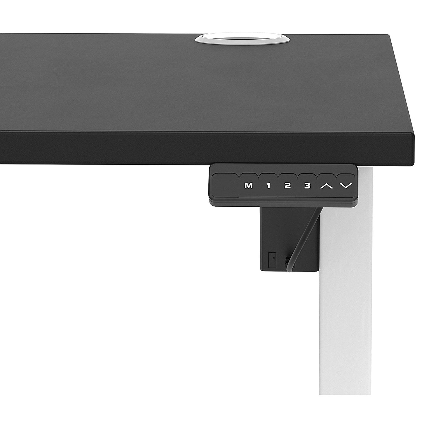 Air Lite 1000mm Height Adjustable Office Desk, White Leg, Black