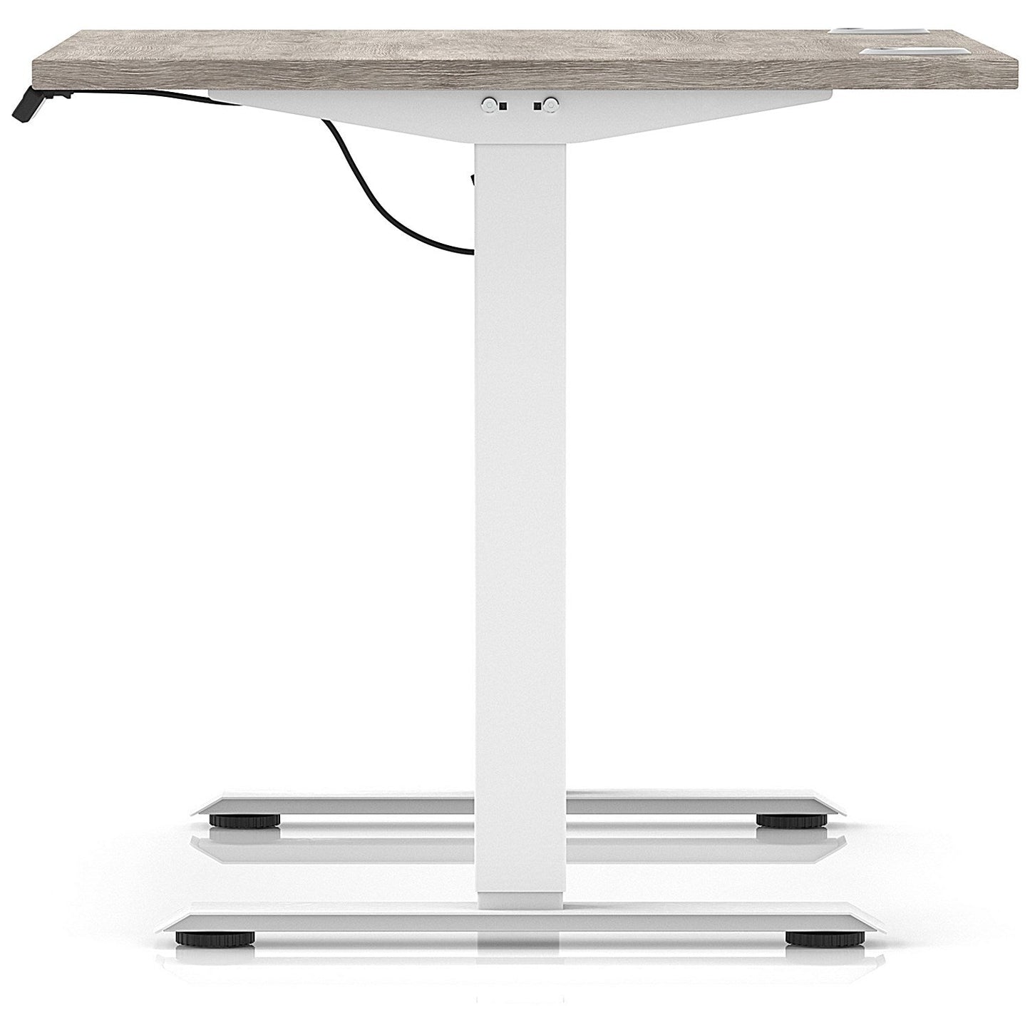 Air Lite 1000mm Height Adjustable Office Desk, White Leg, Grey Oak