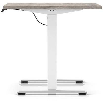Air Lite 1000mm Height Adjustable Office Desk, White Leg, Grey Oak