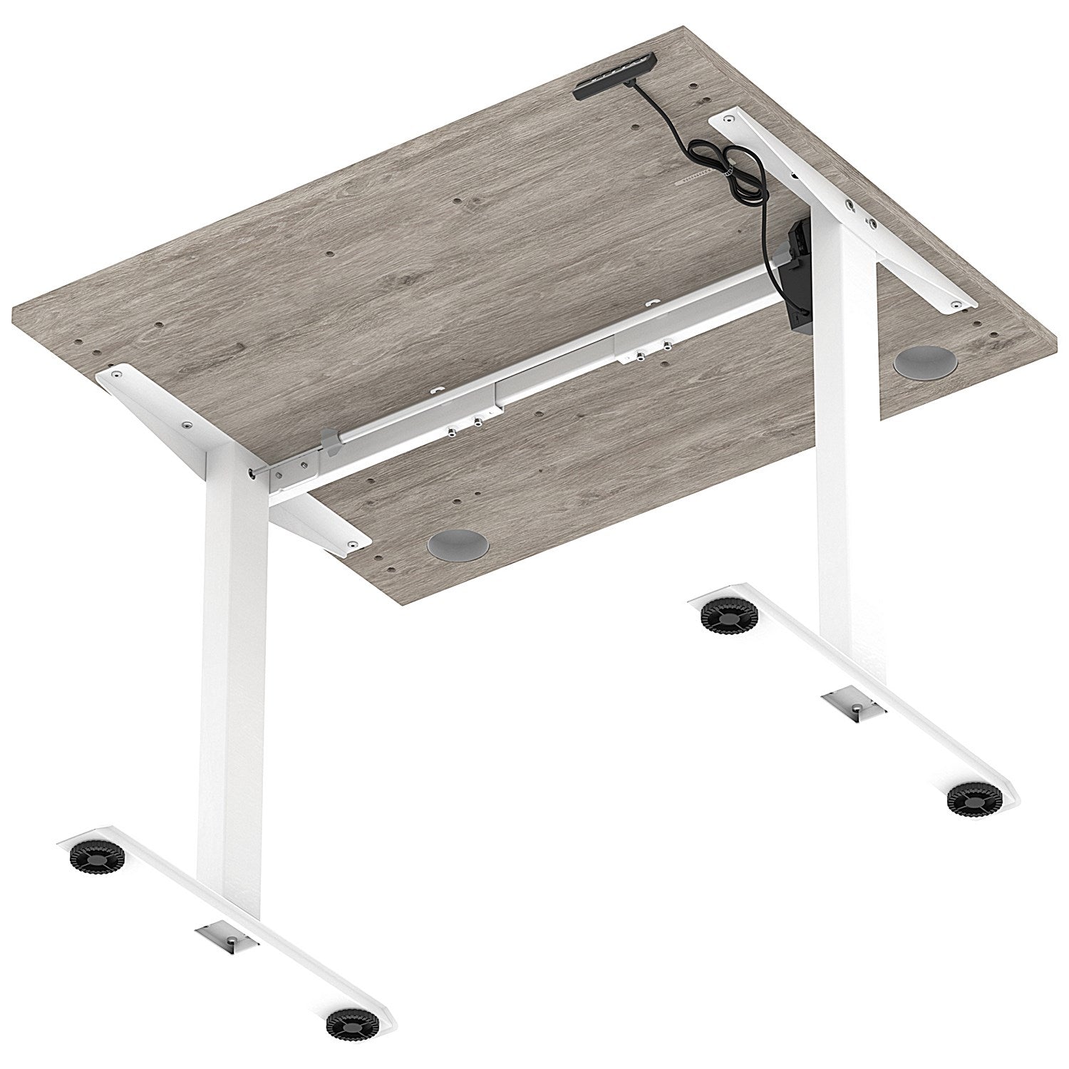 Air Lite 1000mm Height Adjustable Office Desk, White Leg, Grey Oak Easy2Order : HA03931