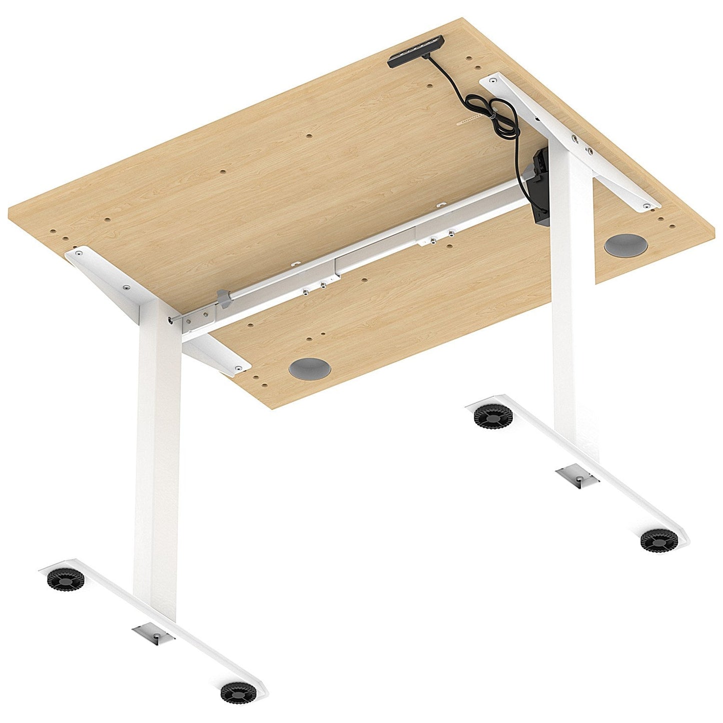 Air Lite 1000mm Height Adjustable Office Desk, White Leg, Maple