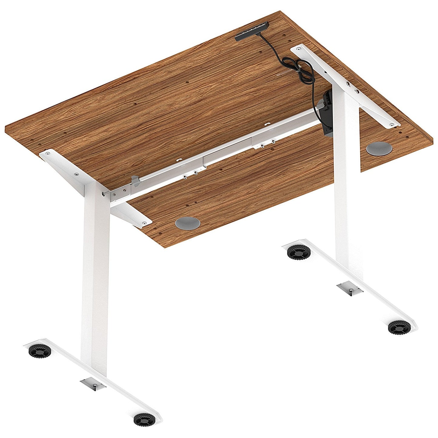 Air Lite 1000mm Height Adjustable Office Desk, White Leg, Walnut