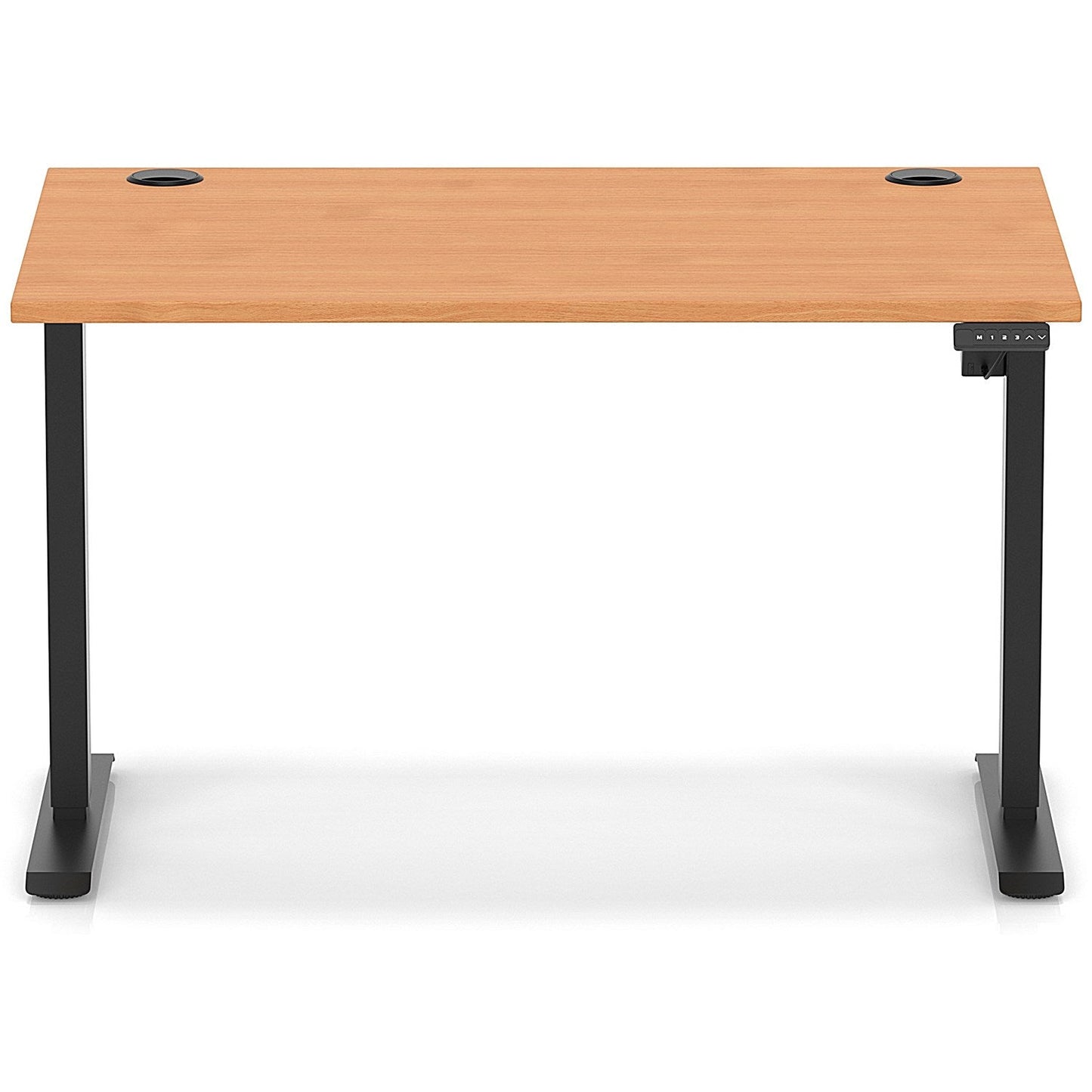 Air Lite 1200mm Height Adjustable Office Desk, Black Leg, Beech