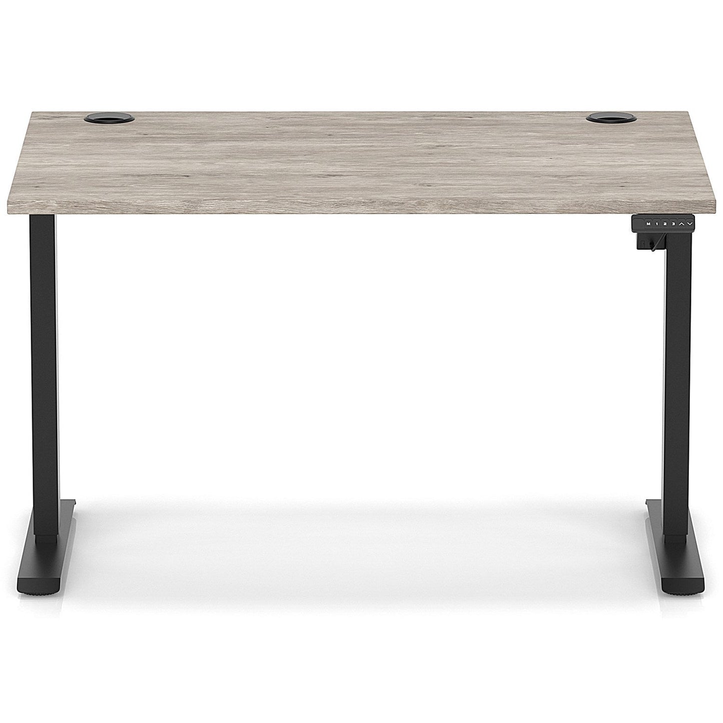 Air Lite 1200mm Height Adjustable Office Desk, Black Leg, Grey Oak