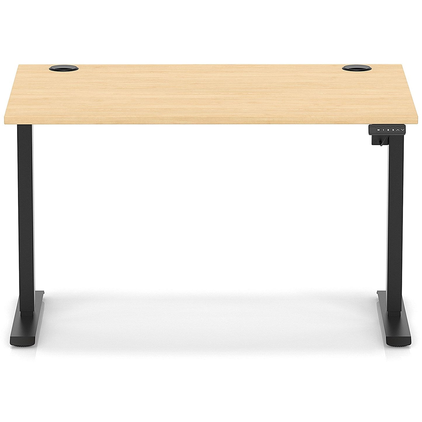 Air Lite 1200mm Height Adjustable Office Desk, Black Leg, Maple