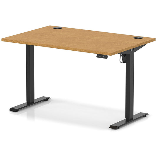 Air Lite 1200mm Height Adjustable Office Desk, Black Leg, Oak