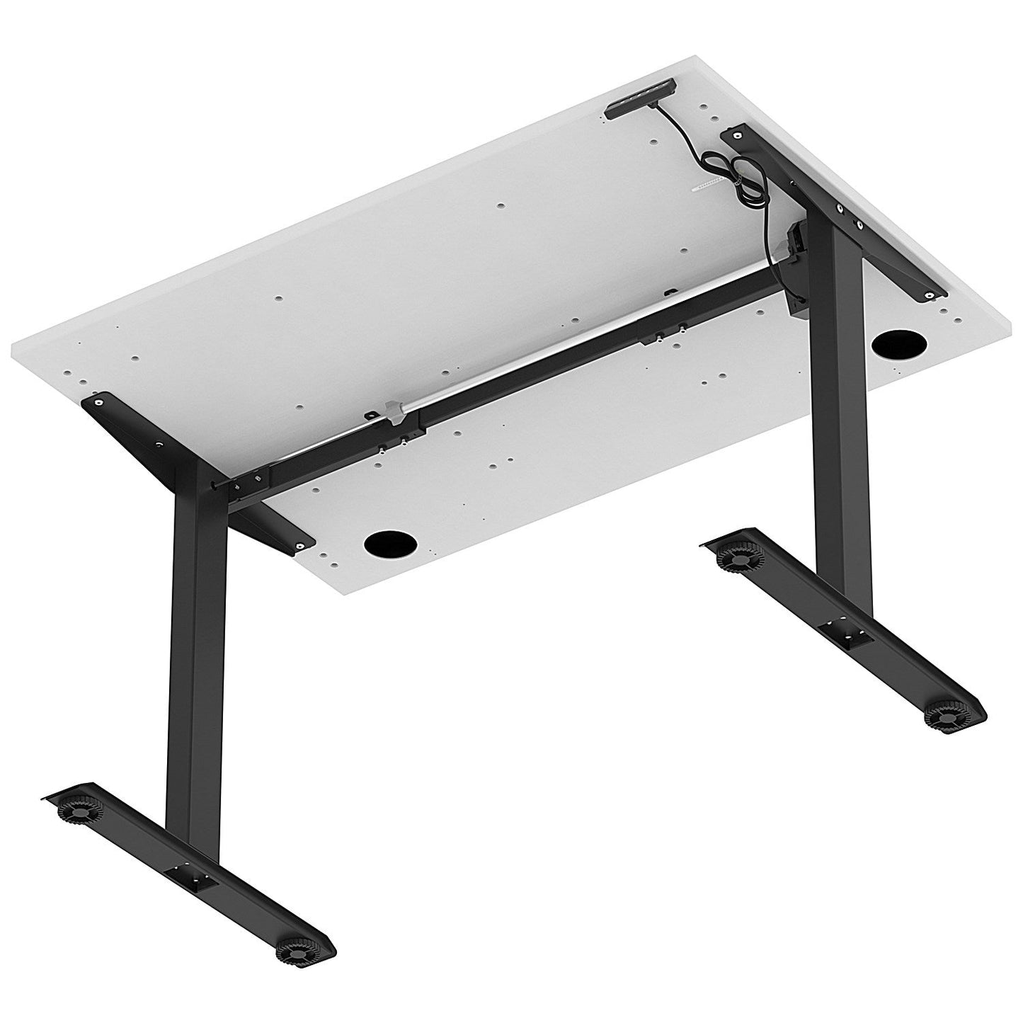 Air Lite 1200mm Height Adjustable Office Desk, Black Leg, White