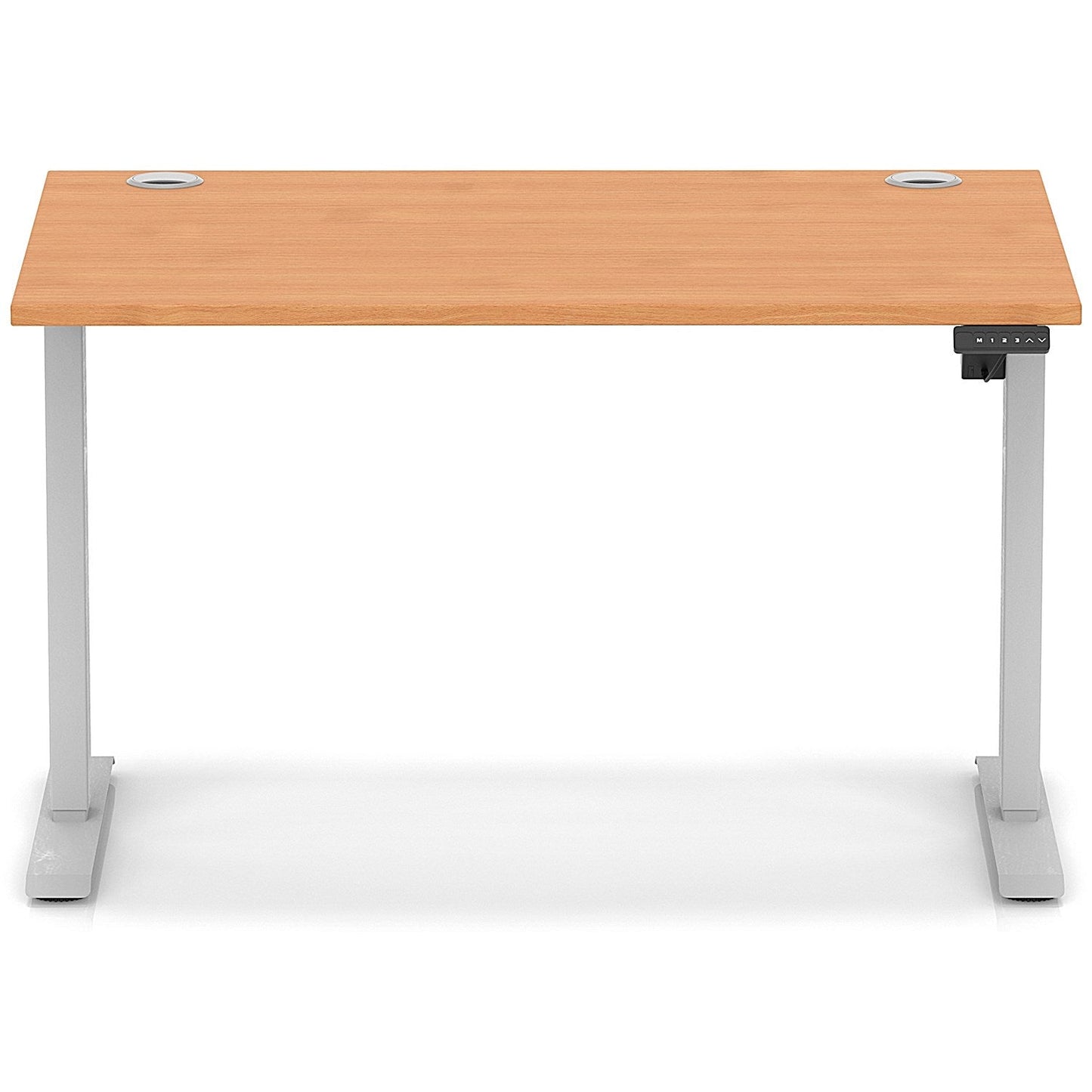 Air Lite 1200mm Height Adjustable Office Desk, Silver Leg, Beech