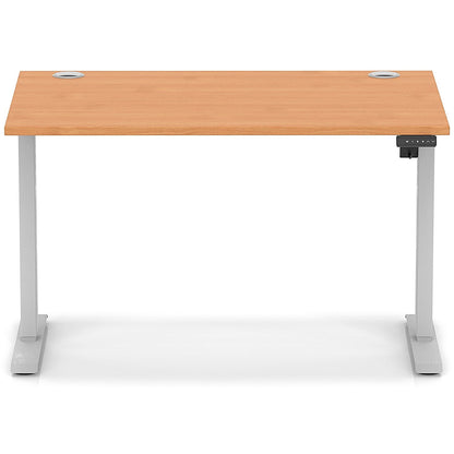 Air Lite 1200mm Height Adjustable Office Desk, Silver Leg, Beech