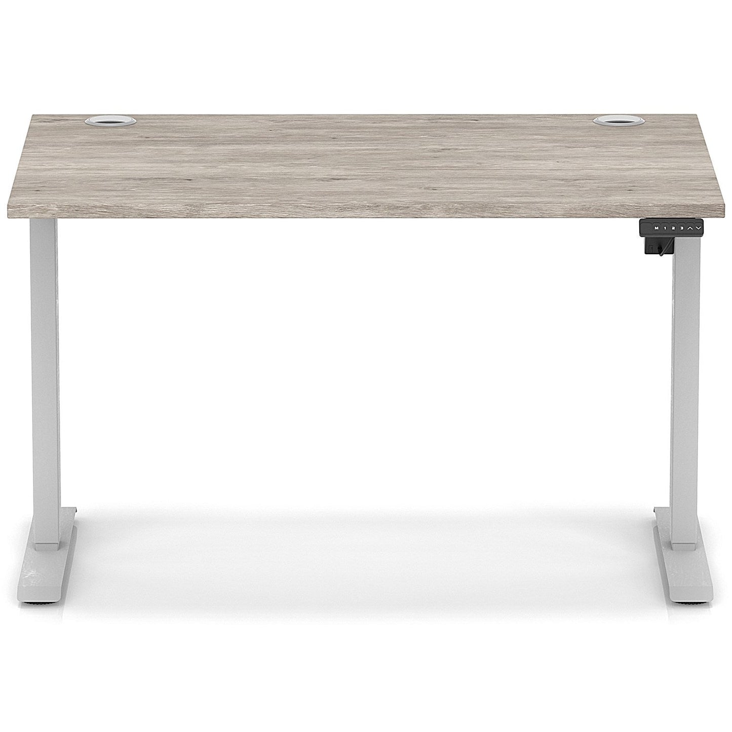 Air Lite 1200mm Height Adjustable Office Desk, Silver Leg, Grey Oak