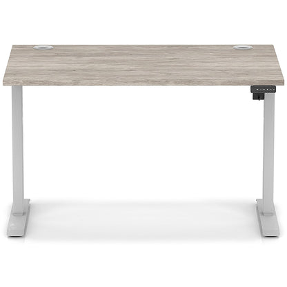 Air Lite 1200mm Height Adjustable Office Desk, Silver Leg, Grey Oak