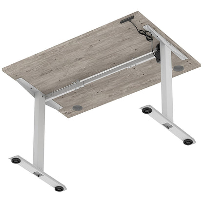 Air Lite 1200mm Height Adjustable Office Desk, Silver Leg, Grey Oak