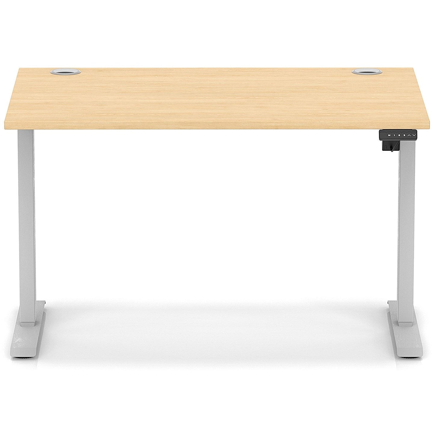 Air Lite 1200mm Height Adjustable Office Desk, Silver Leg, Maple