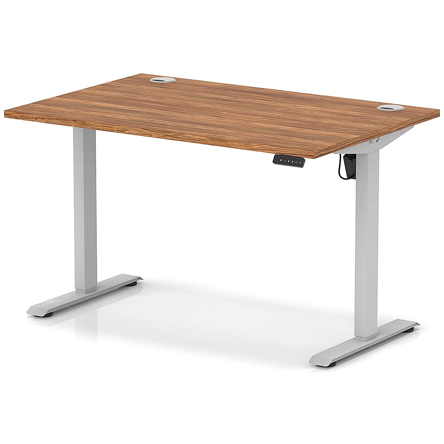 Air Lite 1200mm Height Adjustable Office Desk, Silver Leg, Walnut