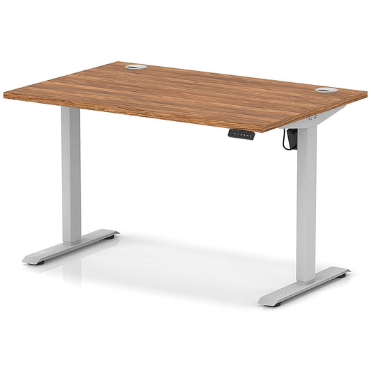 Air Lite 1200mm Height Adjustable Office Desk, Silver Leg, Walnut