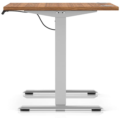 Air Lite 1200mm Height Adjustable Office Desk, Silver Leg, Walnut