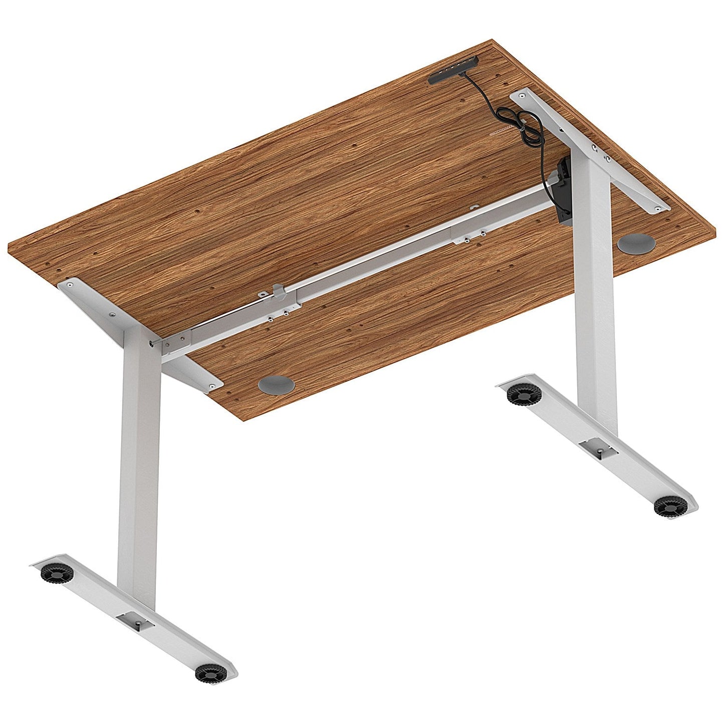 Air Lite 1200mm Height Adjustable Office Desk, Silver Leg, Walnut