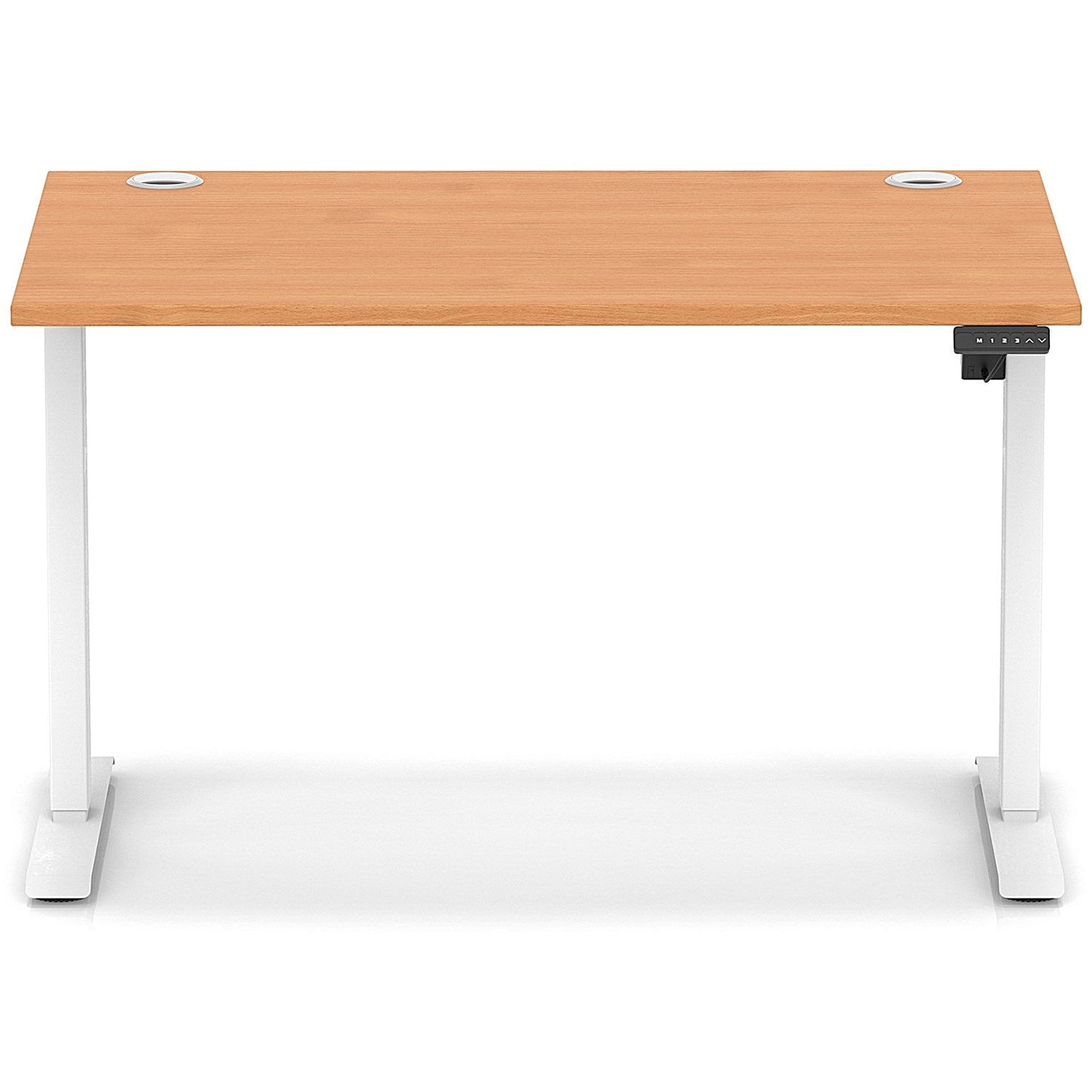 Air Lite 1200mm Height Adjustable Office Desk, White Leg, Beech