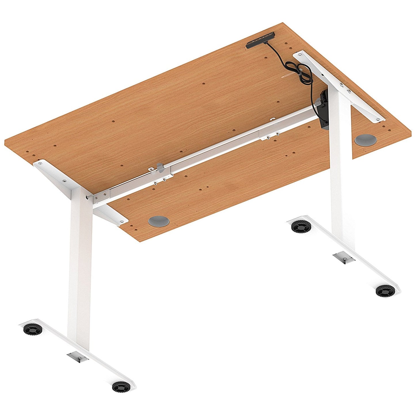 Air Lite 1200mm Height Adjustable Office Desk, White Leg, Beech