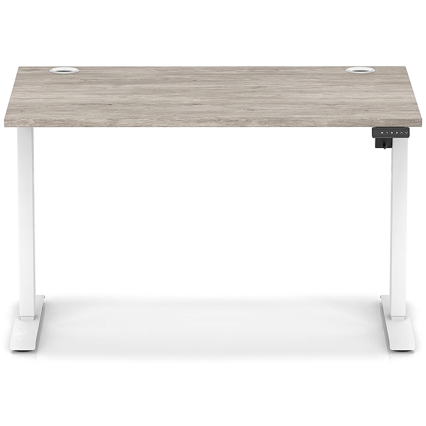 Air Lite 1200mm Height Adjustable Office Desk, White Leg, Grey Oak