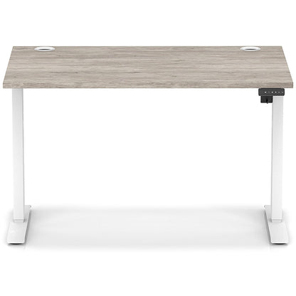 Air Lite 1200mm Height Adjustable Office Desk, White Leg, Grey Oak