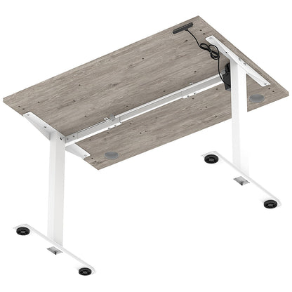 Air Lite 1200mm Height Adjustable Office Desk, White Leg, Grey Oak