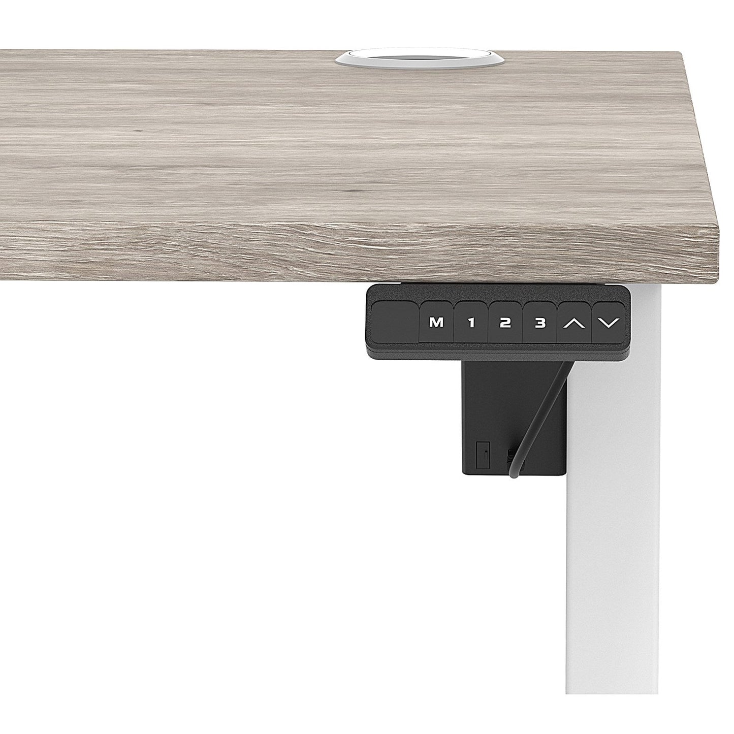 Air Lite 1200mm Height Adjustable Office Desk, White Leg, Grey Oak Easy2Order : HA03952
