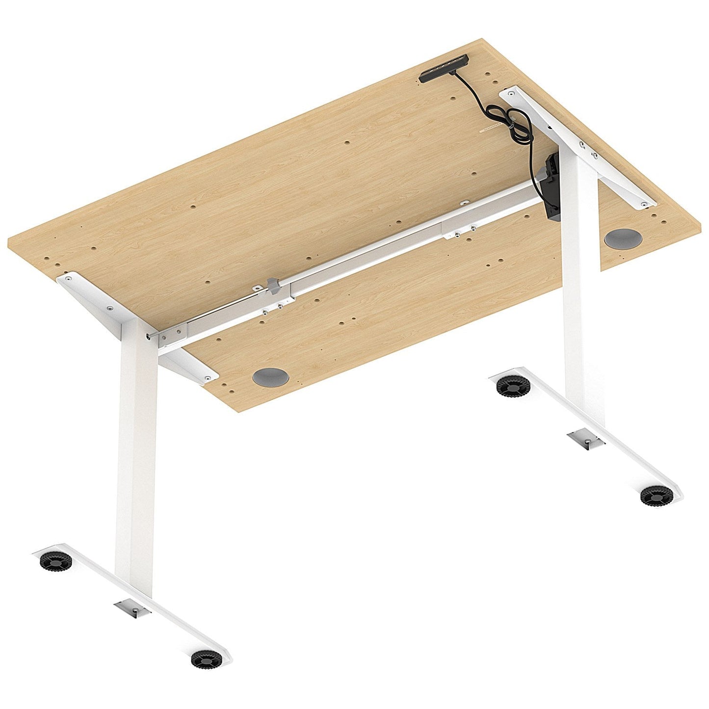 Air Lite 1200mm Height Adjustable Office Desk, White Leg, Maple