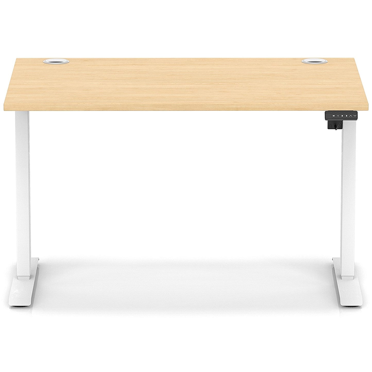 Air Lite 1200mm Height Adjustable Office Desk, White Leg, Maple
