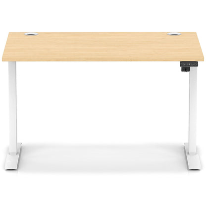 Air Lite 1200mm Height Adjustable Office Desk, White Leg, Maple