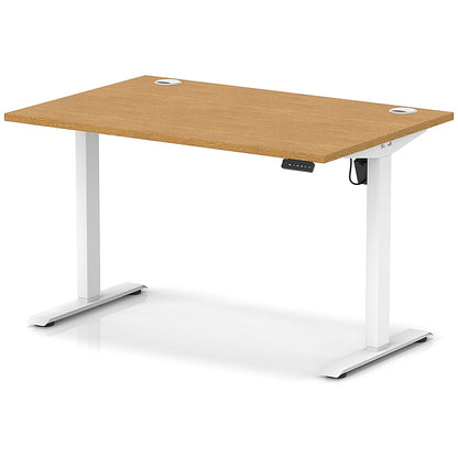 Air Lite 1200mm Height Adjustable Office Desk, White Leg, Oak
