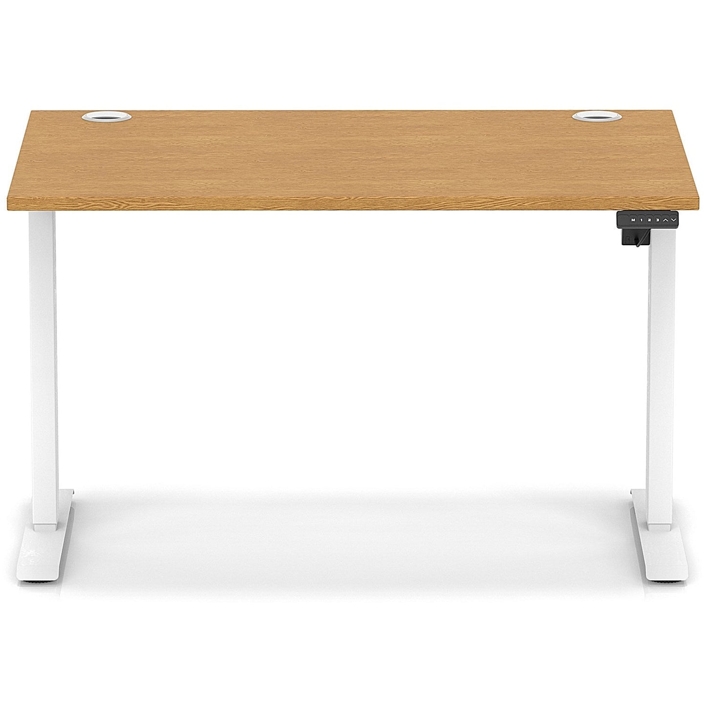 Air Lite 1200mm Height Adjustable Office Desk, White Leg, Oak