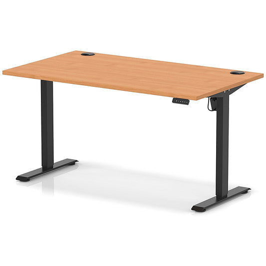 Air Lite 1400mm Height Adjustable Office Desk, Black Leg, Beech