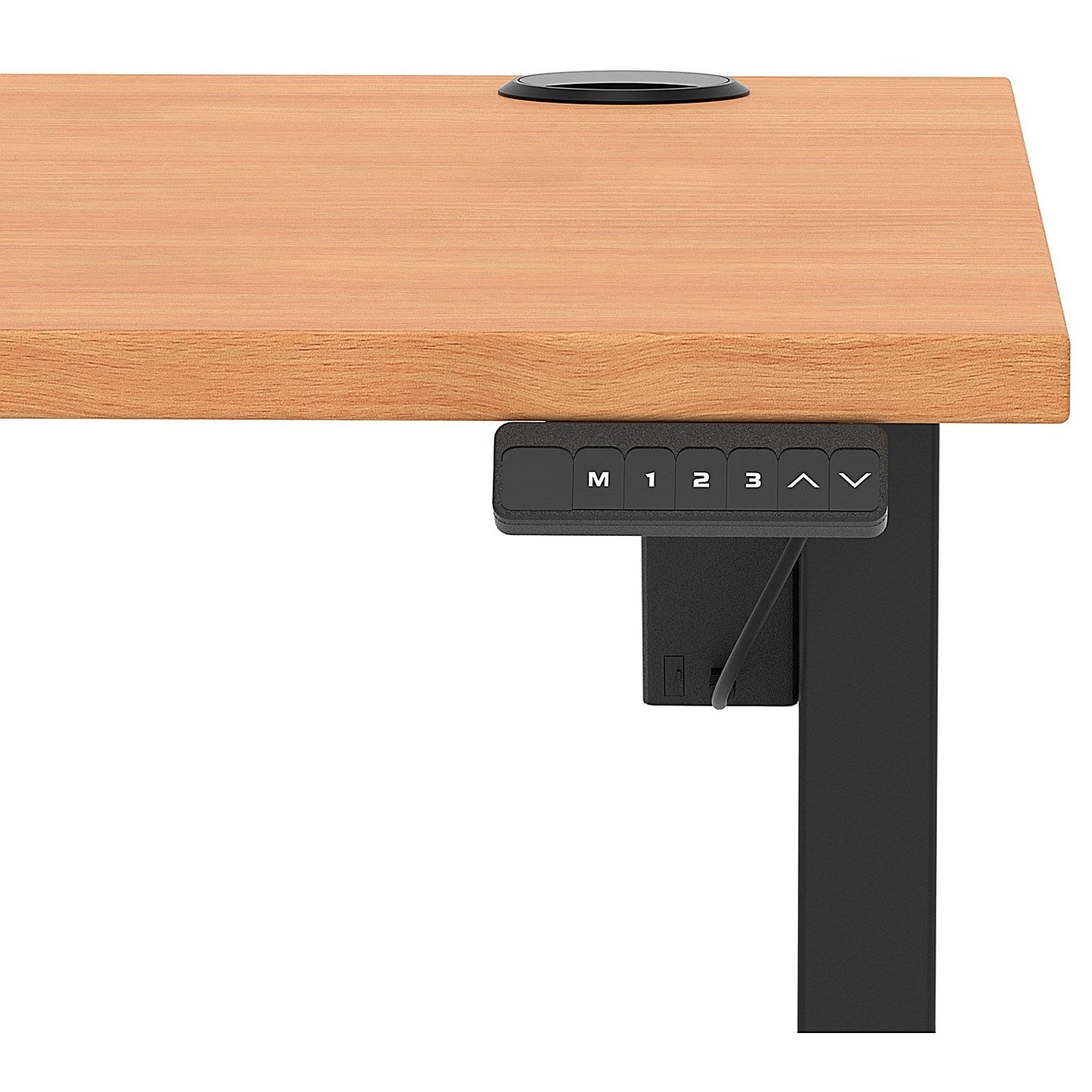 Air Lite 1400mm Height Adjustable Office Desk, Black Leg, Beech