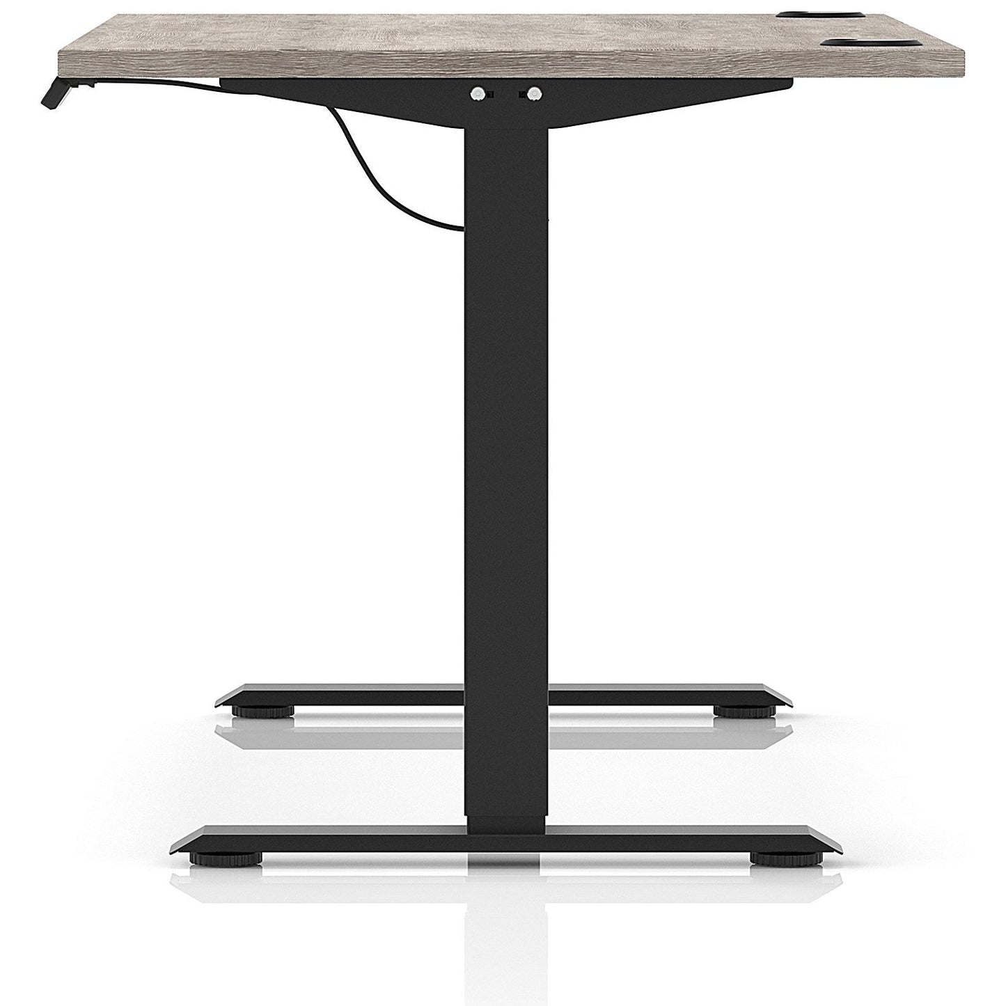 Air Lite 1400mm Height Adjustable Office Desk, Black Leg, Grey Oak