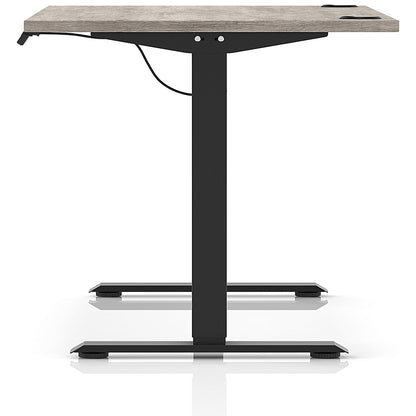 Air Lite 1400mm Height Adjustable Office Desk, Black Leg, Grey Oak