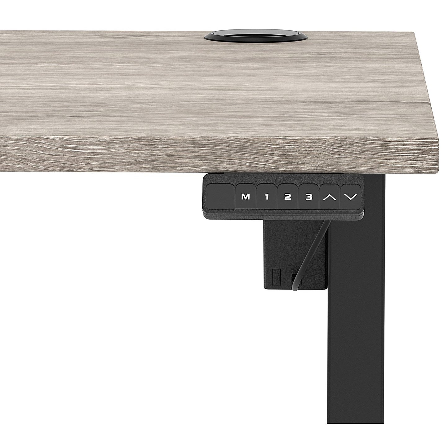 Air Lite 1400mm Height Adjustable Office Desk, Black Leg, Grey Oak