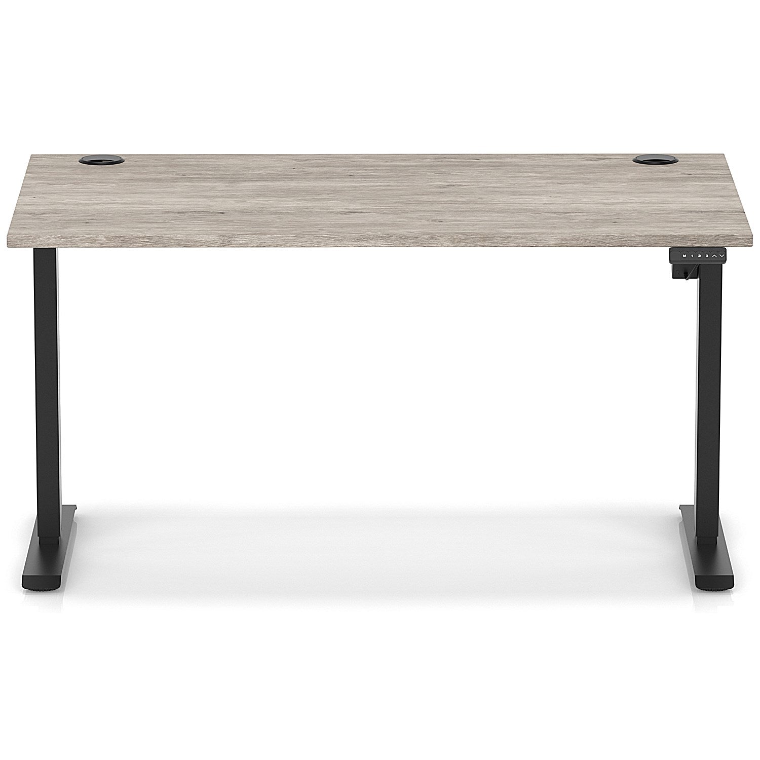 Air Lite 1400mm Height Adjustable Office Desk, Black Leg, Grey Oak Easy2Order : HA03959