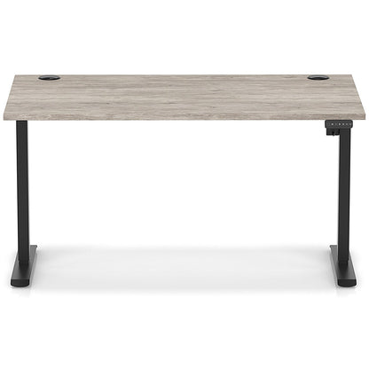 Air Lite 1400mm Height Adjustable Office Desk, Black Leg, Grey Oak Easy2Order : HA03959